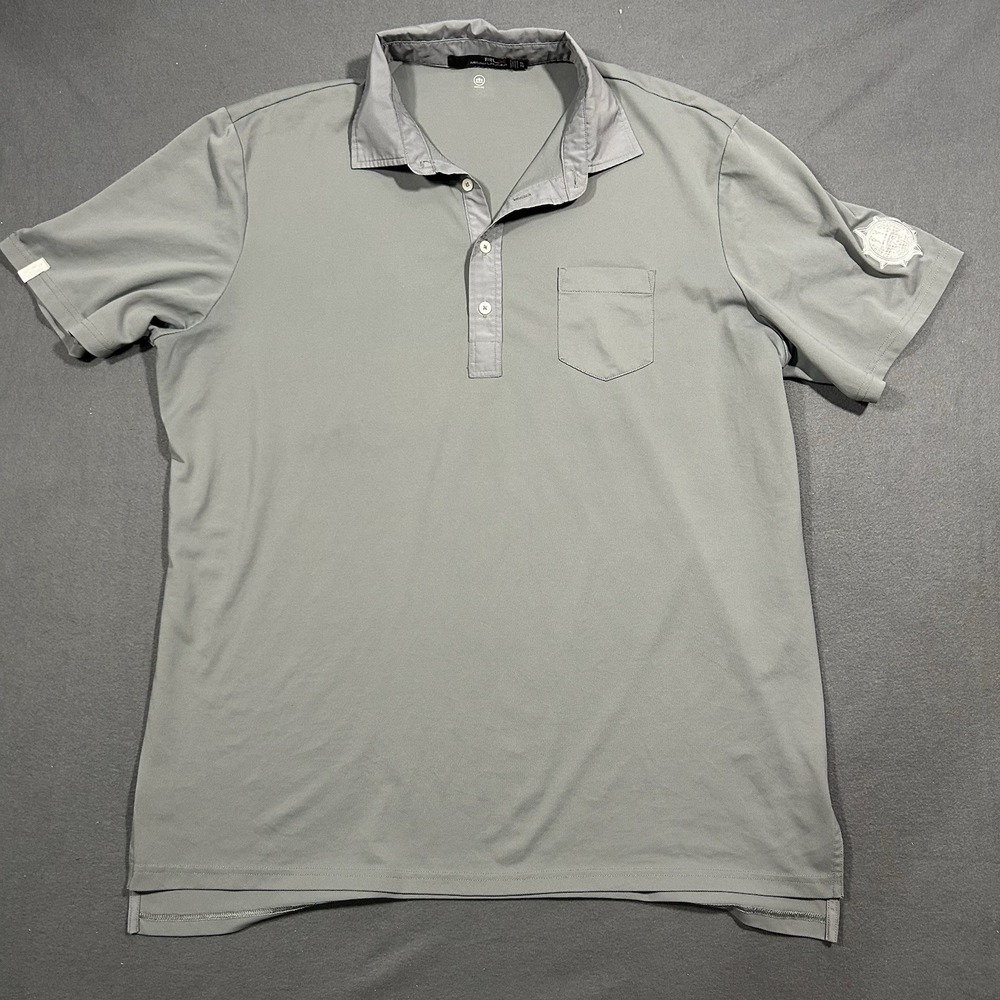 Ralph Lauren RLX Polo Shirt Mens XL Gray Logo Performance Golf‎ Stretch Wicking